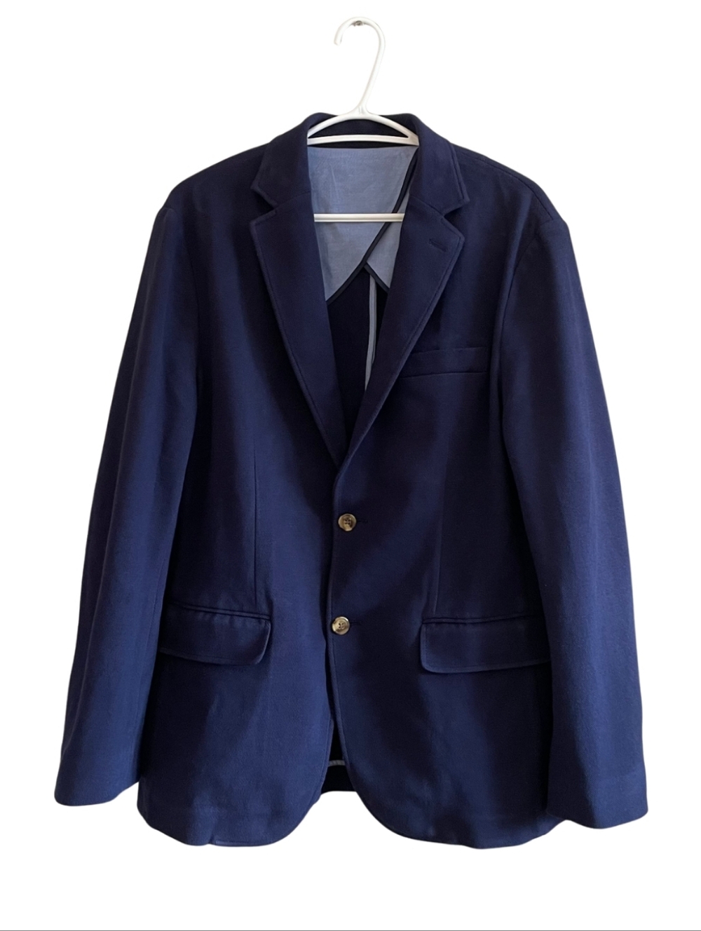 Club Room Navy Blue Piqué Cotton 2-Button Blazer – Size Medium EUC